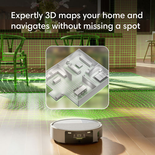 Aspirateur robot et vadrouille multisurface iRobot Roomba Max 775 Combo avec station AutoWash à vidage automatique, cartographie intelligente, 180 min - Blanc