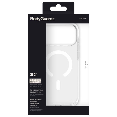 BodyGuardz Ace Pro Fitted Hard Shell Case with MagSafe for iPhone 18 Pro Max/iPhone 17 Pro Max - Clear/White