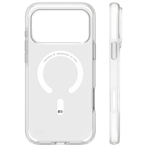 BodyGuardz Ace Pro Fitted Hard Shell Case with MagSafe for iPhone 18 Pro/iPhone 17 Pro - Clear/White