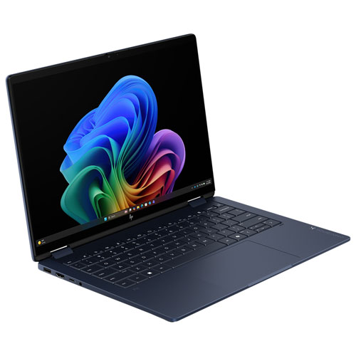 Portable 2-en-1 tactile HP OmniBook X Flip de 14 po - Intel Core Ultra 7 355 - Mémoire LPDDR5x de 16 Go - SSD de 512 Go - Bleu atmosphérique