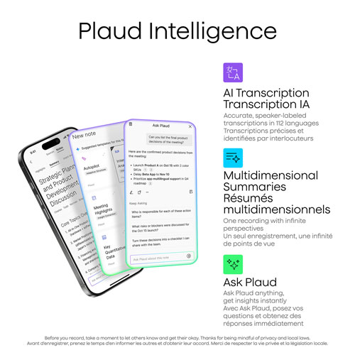 Plaud Note Pro 64GB Smart AI Voice Recorder/Note Taker - Black