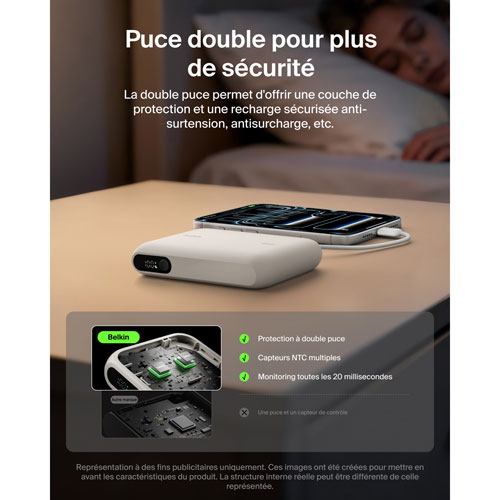 Chargeur portatif USB-C/USB-A UltraCharge de Belkin de 10 000 mAh et 45 W avec câble USB-C intégré – Sable