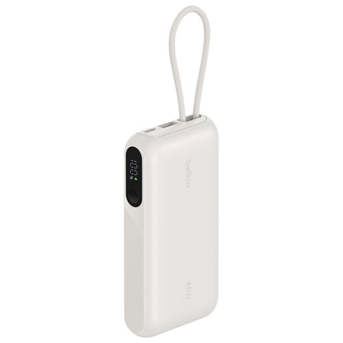 Belkin UltraCharge 10000 mAh 45W USB-C/USB-A Power Bank with Integrated USB-C Cable - Sand