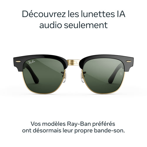 Ray-Ban | Meta Clubmaster Glasses with AI, Audio - Shiny Black/Gold, Transitions Graphite Green - Standard