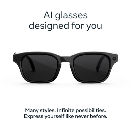 Meta Adventurer AI Glasses with AI, Photo, Video, Audio & Messaging - Classic Black/Transitions Grey - Large