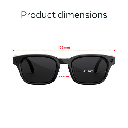 Meta Adventurer AI Glasses with AI, Photo, Video, Audio & Messaging - Classic Black/Transitions Grey - Large