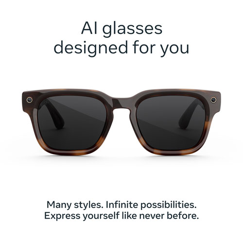Meta Fury Glasses with AI, Photo, Video, Audio & Messaging - Mahogany/Grey to Clear Transitions