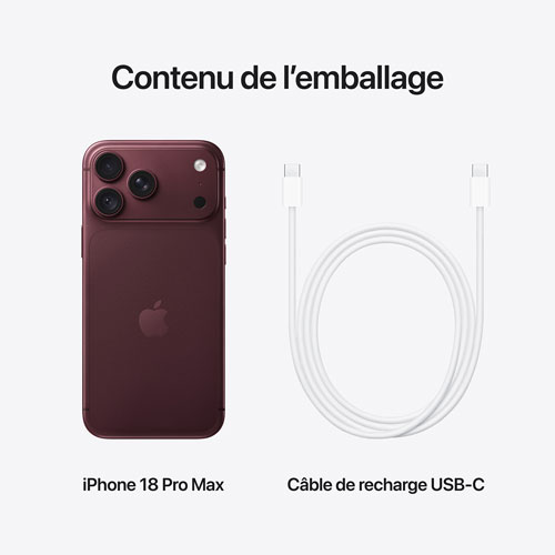 Apple iPhone 18 Pro Max Go avec Koodo – Bourgogne – Forfaits Balance sélectionnés