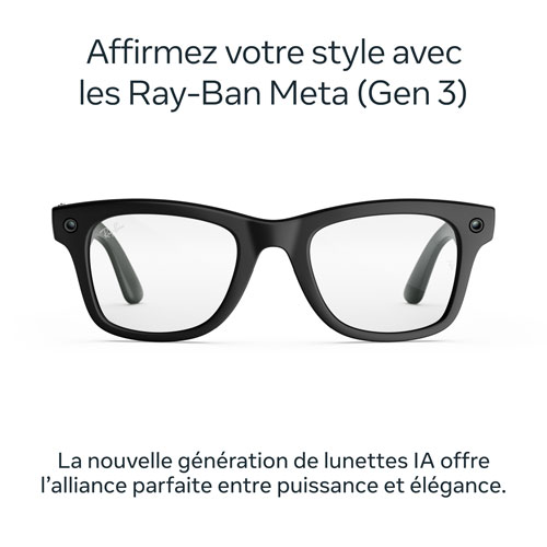 Ray-Ban | Meta Wayfarer (Gen 3) Glasses with AI, Photo, Video, Audio & Messaging - Matte Black/Blue AR Clear - Standard