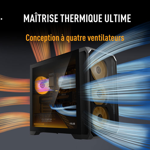 Ordinateur de jeu ASUS TUF TM700 - RTX 5060 DUAL, AMD Ryzen 7-8700F, mémoire de 16 Go, SSD de 1 To - Gris éclipse solaire