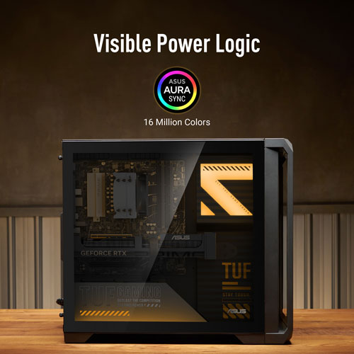 Ordinateur de jeu ASUS TUF TM700 - RTX 5060 DUAL, AMD Ryzen 7-8700F, mémoire de 16 Go, SSD de 1 To - Gris éclipse solaire