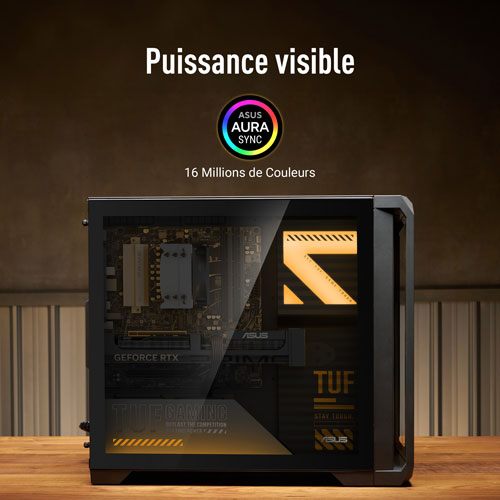 Ordinateur de jeu ASUS TUF TM700 - RTX 5060 DUAL, AMD Ryzen 7-8700F, mémoire de 16 Go, SSD de 1 To - Gris éclipse solaire