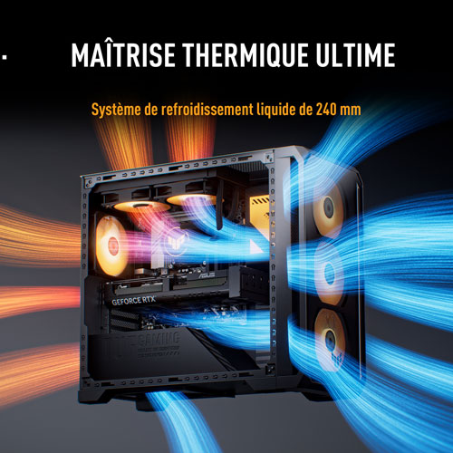 Ordinateur de jeu ASUS TUF TM700 - RTX 5070 PRIME, AMD Ryzen 7‑8700F, mémoire de 16 Go, SSD de 1 To - Gris éclipse solaire