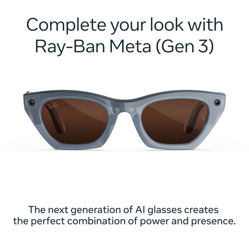 Ray-Ban | Meta Zena (Gen 3) Glasses with AI, Photo, Video, Audio & Messaging - Grey Lilac/Transitions Copper - Standard