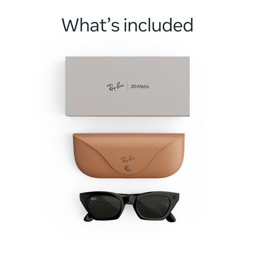 Ray-Ban | Meta Zena (Gen 3) Glasses with AI, Photo, Video, Audio & Messaging - Shiny Black/Polarized G15 Green - Standard