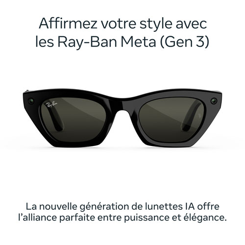 Ray-Ban | Meta Zena (Gen 3) Glasses with AI, Photo, Video, Audio & Messaging - Shiny Black/Polarized G15 Green - Standard