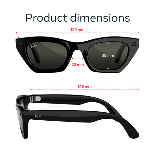 Ray-Ban | Meta Zena (Gen 3) Glasses with AI, Photo, Video, Audio & Messaging - Shiny Black/Polarized G15 Green - Standard