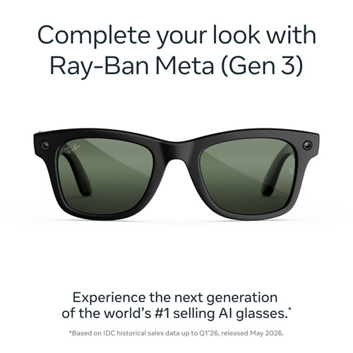 Ray-Ban | Meta Wayfarer (Gen 3) Glasses with AI, Photo, Video, Audio & Messaging - Matte Black/Transitions Graphite Green - Standard