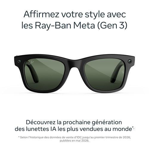 Ray-Ban | Meta Wayfarer (Gen 3) Glasses with AI, Photo, Video, Audio & Messaging - Matte Black/Transitions Graphite Green - Standard