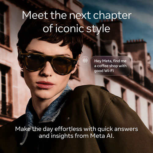 Ray-Ban | Meta Wayfarer (Gen 3) Glasses with AI, Photo, Video, Audio & Messaging - Matte Black/Transitions Graphite Green - Standard