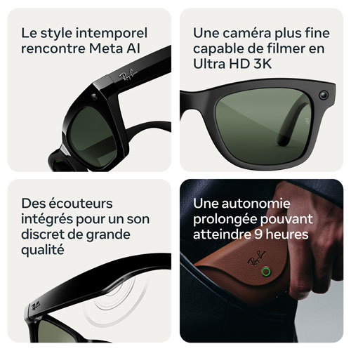 Ray-Ban | Meta Wayfarer (Gen 3) Glasses with AI, Photo, Video, Audio & Messaging - Matte Black/Transitions Graphite Green - Standard