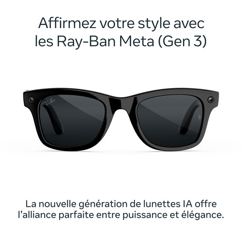 Ray-Ban | Meta Wayfarer (Gen 3) Glasses with AI, Photo, Video, Audio & Messaging - Shiny Black/Transitions Grey - Large