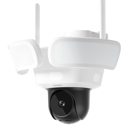 Caméra de surveillance intelligente filaire d’extérieur à projecteur d’illumination aosu avec panoramique à 360°, inclinaison et vision nocturne en couleur
