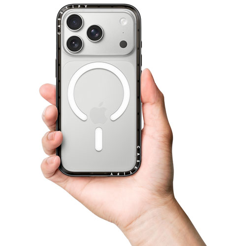 Étui rigide ajusté Casetify Compact avec MagSafe pour iPhone 18 Pro/17 Pro - Noir/Transparent - Partenaire de détail exclusif