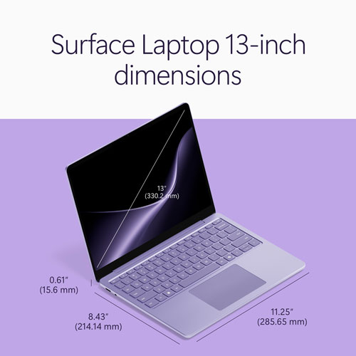 Portable à écran tactile Microsoft Surface Laptop Copilot+ PC de 13 po - Snapdragon X2 Plus - Mémoire vive de 16 Go - Stockage UFS de 256 Go - Windows 11 - Violet - EN