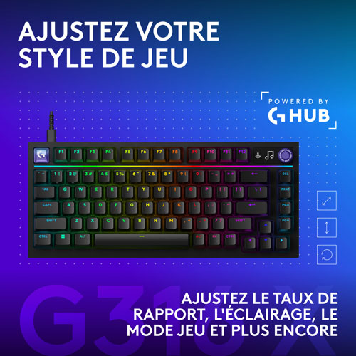 Clavier de jeu mécanique tactile rétroéclairé Logitech G316 X 75 - Anglais
