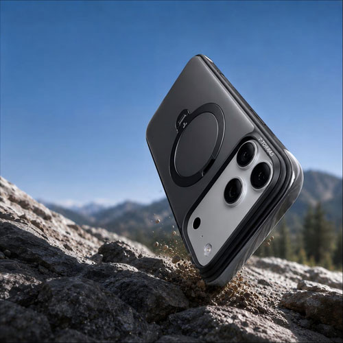 Torras Ostand Q3 Rugg Fitted Hard Shell Case with Stand for iPhone 18 Pro Max - Black