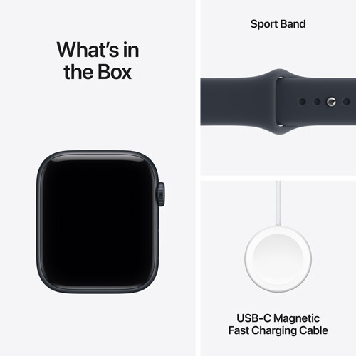 Apple Watch SE 3 (GPS + Cellular) 44mm Midnight Aluminum Case with Navy Blue Sport Band - Medium/Large