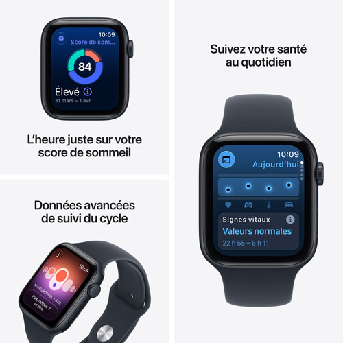 Apple Watch SE 3 (GPS + Cellular) 44mm Midnight Aluminum Case with Navy Blue Sport Band - Medium/Large