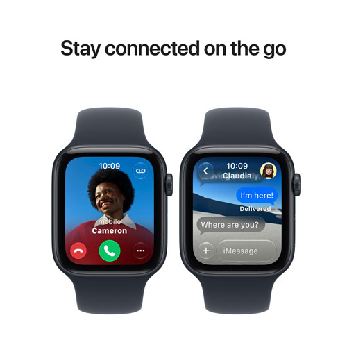 Apple Watch SE 3 (GPS) 44mm Midnight Aluminum Case with Navy Blue Sport Band - Medium/Large