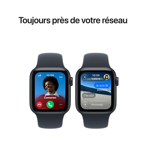 Apple Watch SE 3 (GPS + cellulaire) avec boîtier de 40 mm en aluminium minuit et bracelet sport bleu marine – Petit/Moyen