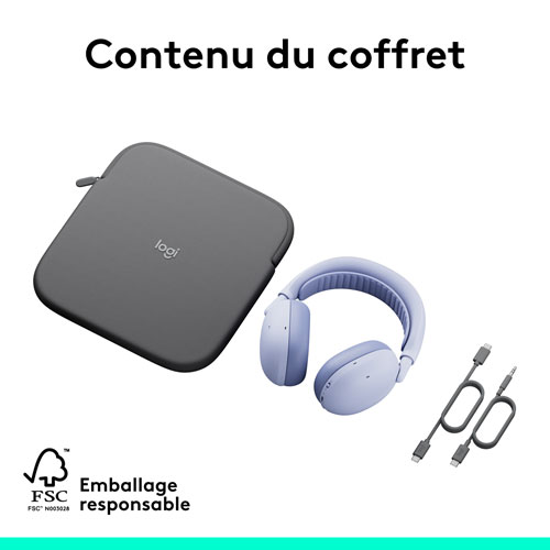 Casque d’écoute sans fil avec microphone Logitech Zone Vibe Pro (981-001725) - Lilas