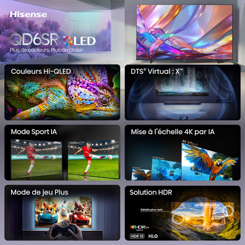 Hisense 55" QD6SR 4K UHD HDR Hi-QLED Roku Smart TV (55QD6SR) - 2026 - Great for Movies & Sports
