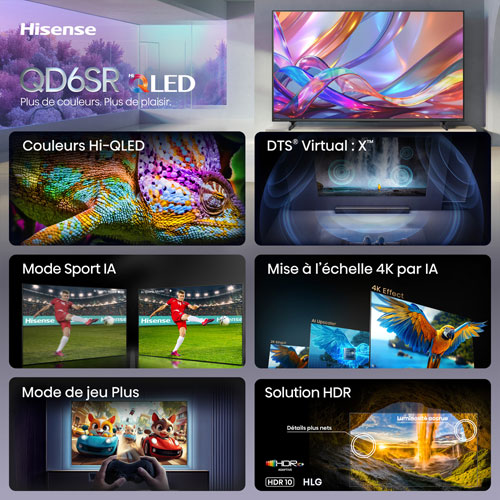 Hisense 43" QD6SR 4K UHD HDR Hi-QLED Roku Smart TV (43QD6SR) - 2026 - Great for Movies & Sports