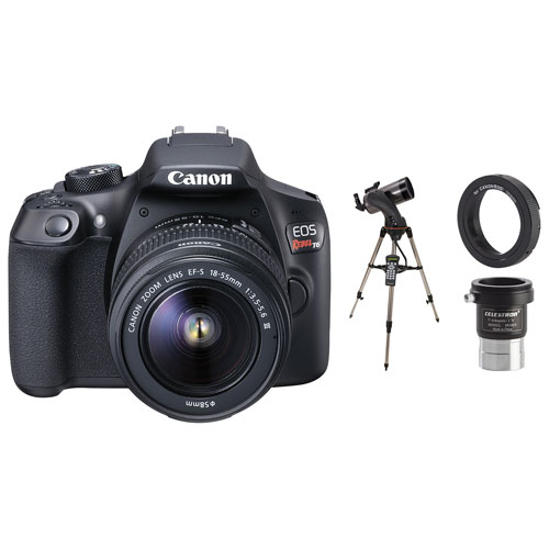 Canon EOS Rebel T6 DSLR Camera with 1855mm Lens, NexStar Telescope, T