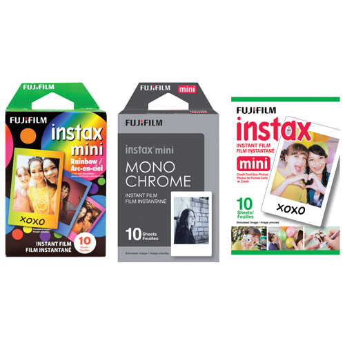 Fujifilm Instax Mini Instant Film - 30 Sheets - Black/Monochrome/Rainbow
