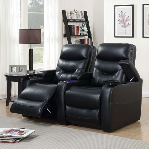 Saturn 2 Seat Leather Gel Power Recliner Home Theatre Seating