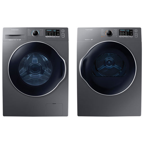 Samsung 2.6 Cu. Ft. HE SuperSpeed Front Load Steam Washer & 4.0 Cu. Ft. Electric Dryer - Inox Grey