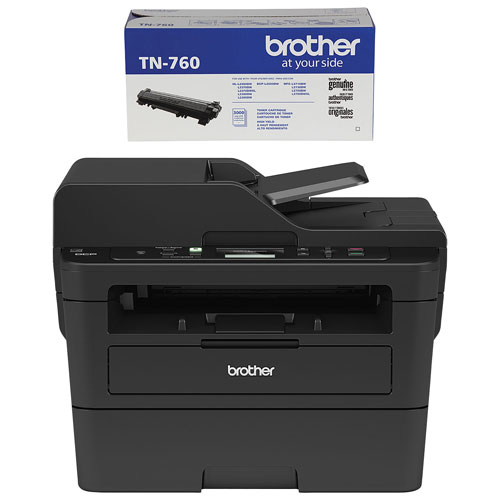 Brother Monochrome Wireless All-in-One Laser Printer with TN760 Black Toner