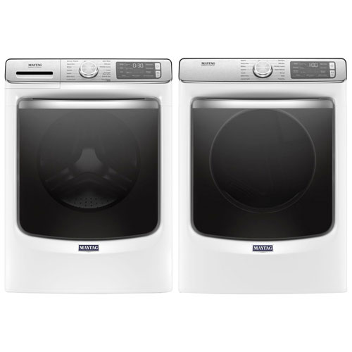 Maytag 5.8 Cu. Ft. HE Front Load Steam Washer & 7.4 Cu. Ft. Electric Steam Dryer - White