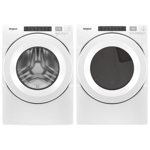 Whirlpool 5.0 Cu. Ft. HE Front Load Washer & 7.4 Cu. Ft. Electric Dryer - White