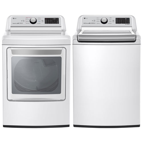LG 5.8 Cu. Ft. HE TurboWash Top Load Washer & 7.3 Cu. Ft. Electric Dryer - White