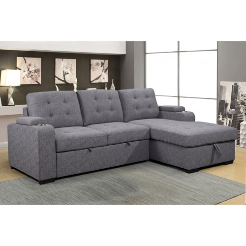 Pamina Contemporary 2 Piece Sectional Sofa With Pull Out Sleeper
