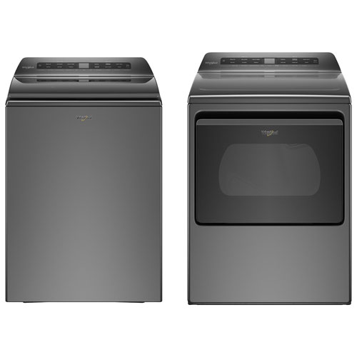 Whirlpool 5.4 Cu. Ft. High Efficiency Top Load Washer & 7.4 Cu. Ft. Electric Dryer - Chrome Shadow