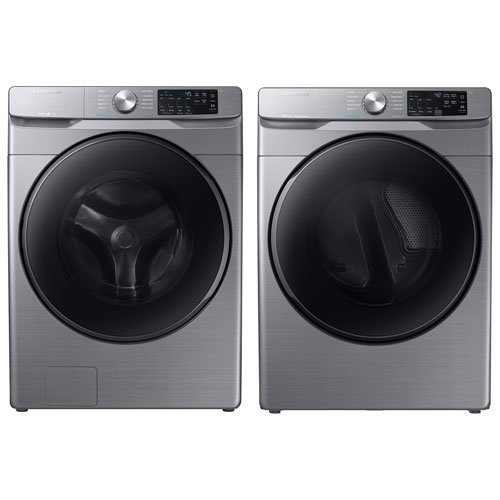 Samsung 5.2 Cu. Ft. High Efficiency Front Load Washer & 7.5 Cu. Ft. Electric Steam Dryer - Platinum