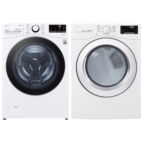LG 5.2 Cu. Ft. High Efficiency Front Load Steam Washer & 7.4 Cu. Ft. Electric Dryer - White